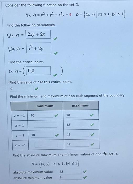 Solved Consider The Following Function On The Set D. | Chegg.com