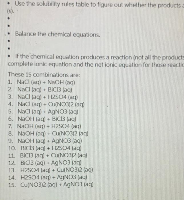 Solved • Use the solubility rules table to figure out | Chegg.com