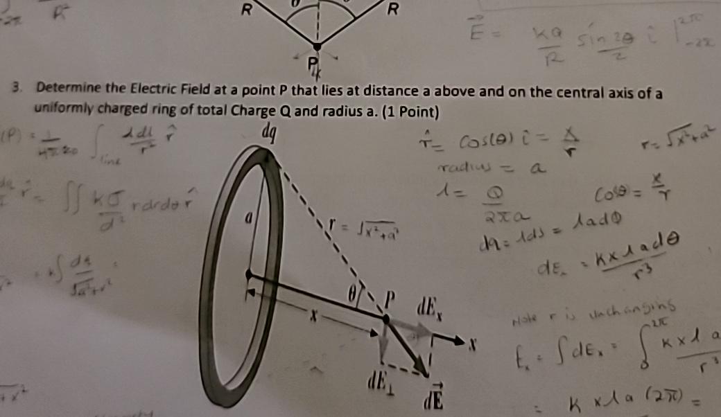 Solved Determine the Electric Field at a point P ﻿that lies | Chegg.com