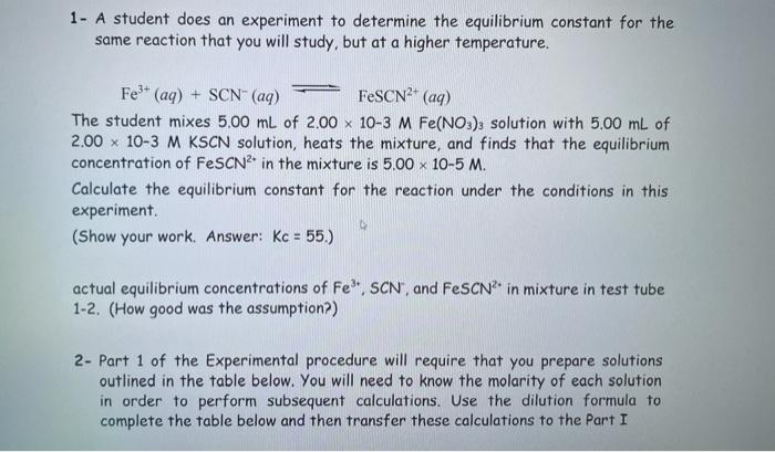 Solved 1- A student does an experiment to determine the | Chegg.com