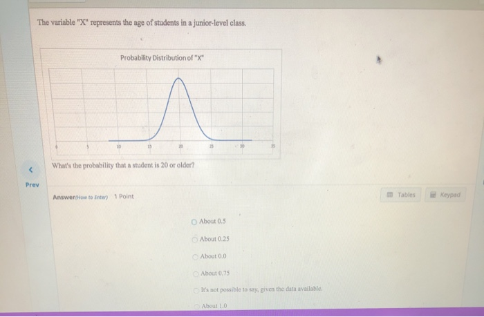Solved The variable "X" represents the age of students in a | Chegg.com