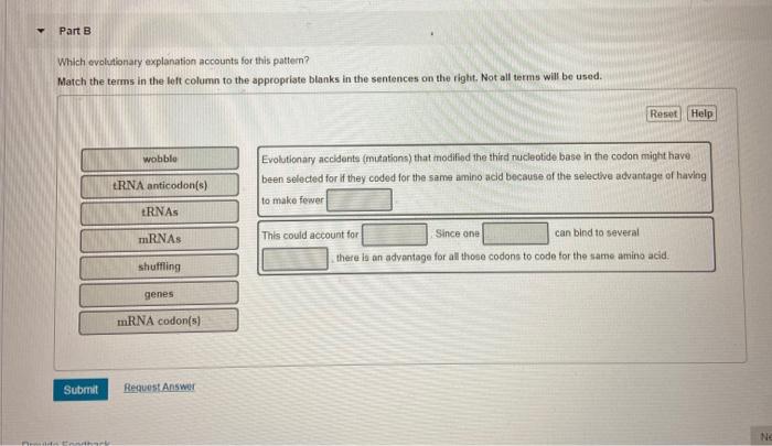 Solved Part B Which Evolutionary Explanation Accounts For Chegg Com