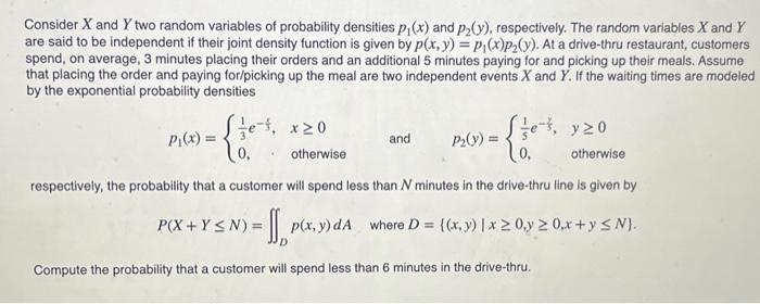 Solved Consider X and Y two random variables of probability | Chegg.com