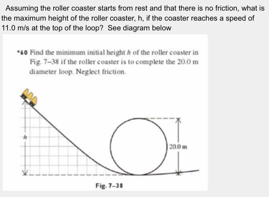 Solved Assuming the roller coaster starts from rest and that