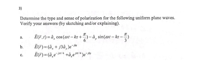 Solved Determine The Type And Sense Of Polarization For T Chegg Com