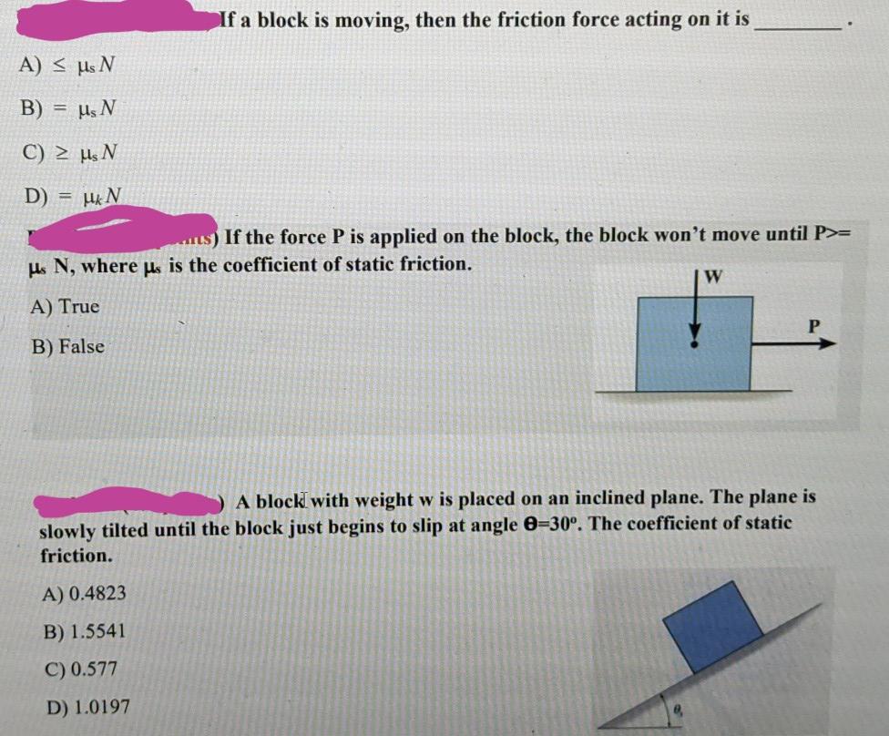 Solved If a block is moving then the friction force acting