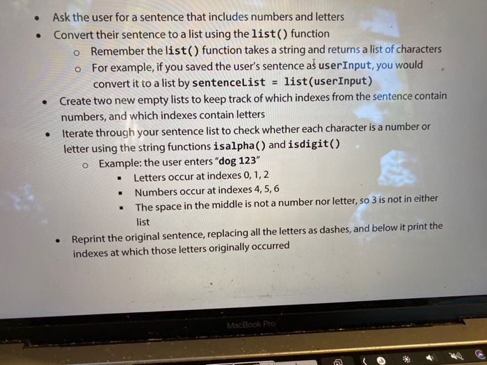 Solved Ask the user for a sentence that includes numbers and | Chegg.com