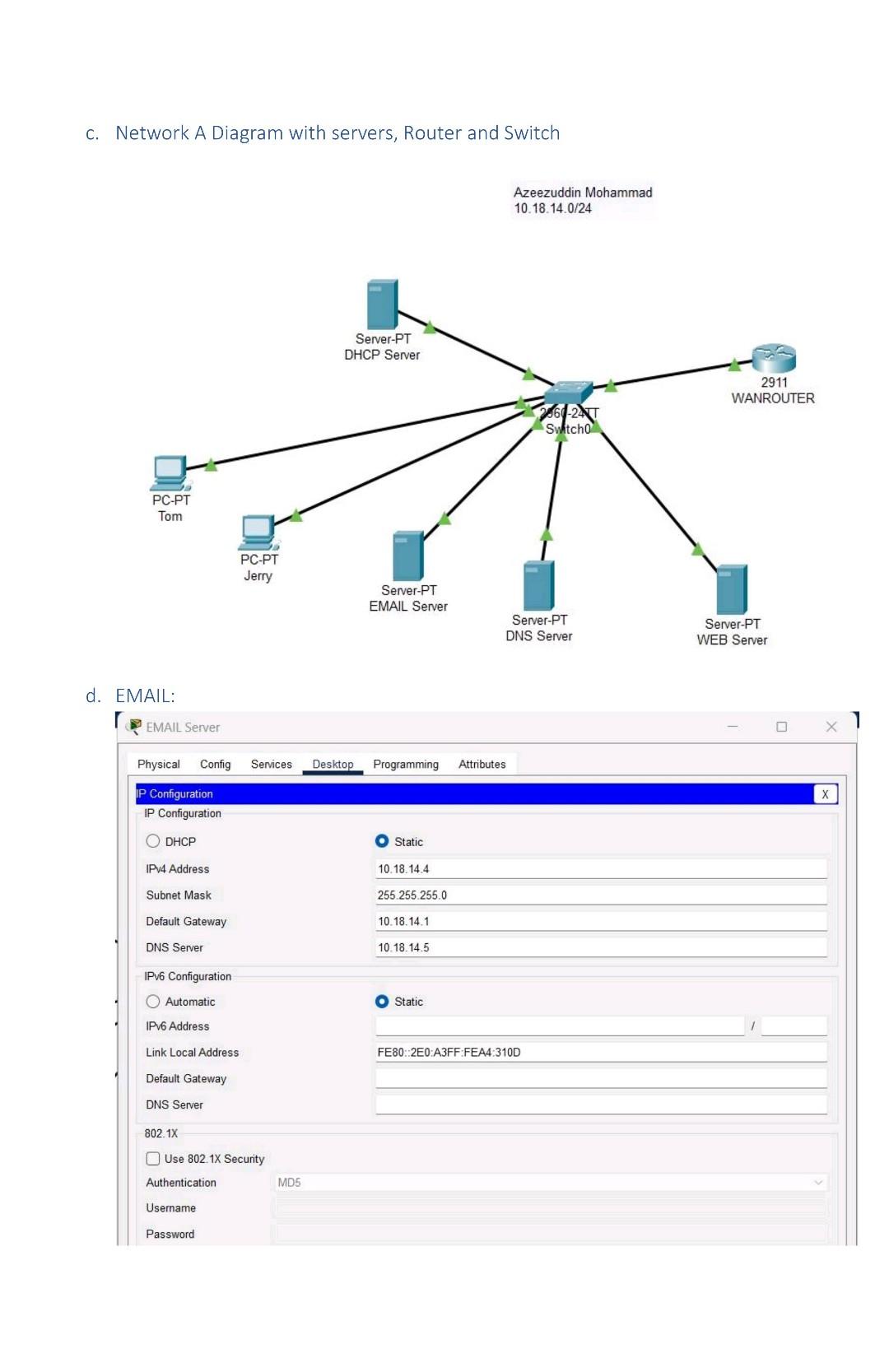 Solved c. Network A Diagram with servers, Router and | Chegg.com