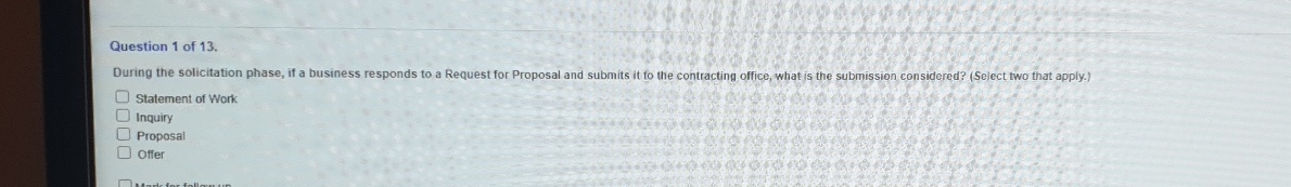 Solved Question 1 of 13.During the solicitation phase, if a | Chegg.com