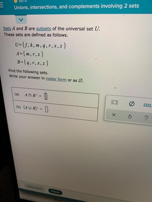 Solved Unions Intersections And Complements Involving 2 Chegg Com