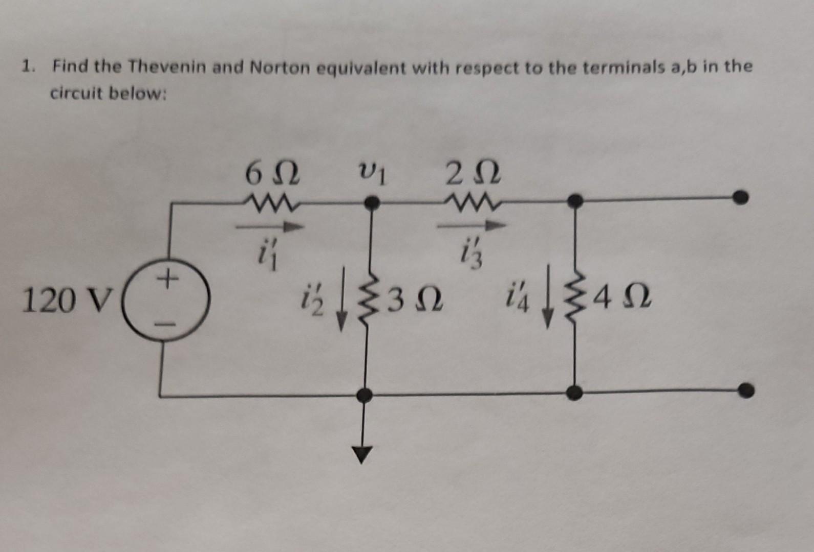 Solved 1 Find The Thevenin And Norton Equivale 9630