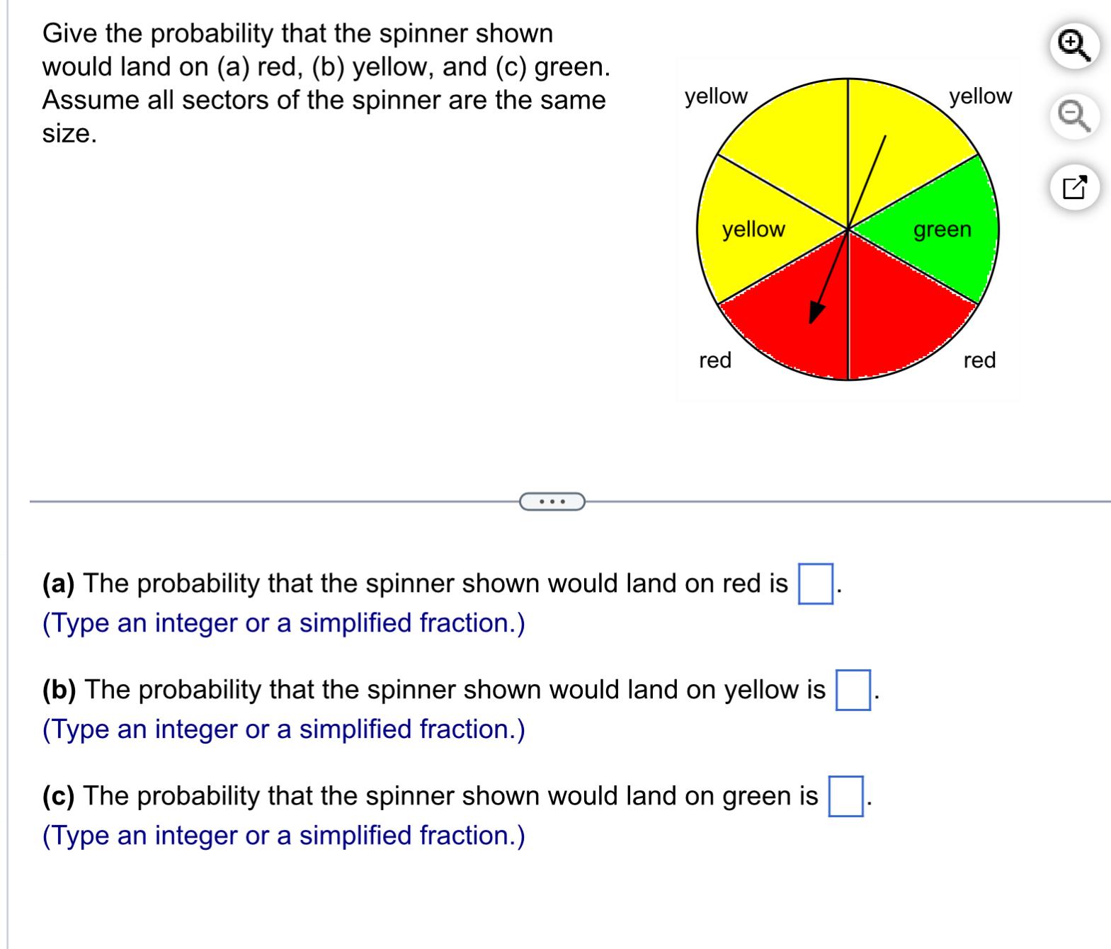 Solved Give the probability that the spinner shown would | Chegg.com