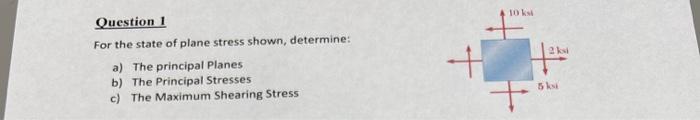 Solved For The State Of Plane Stress Shown, Determine: A) | Chegg.com