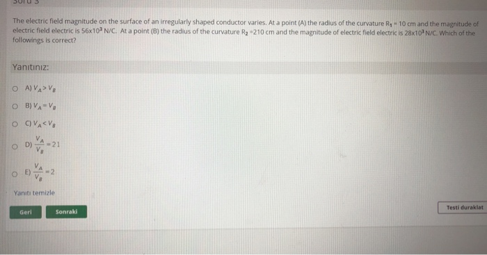 Solved The electric field magnitude on the surface of an | Chegg.com