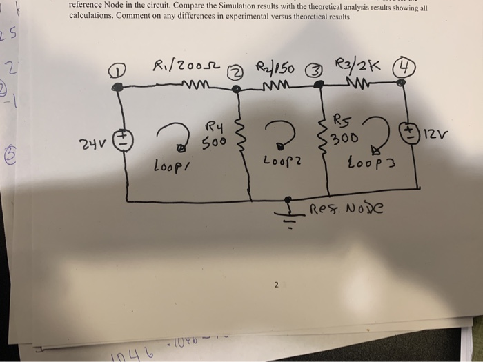 Solved reference Node in the circuit. Compare the Simulation | Chegg.com