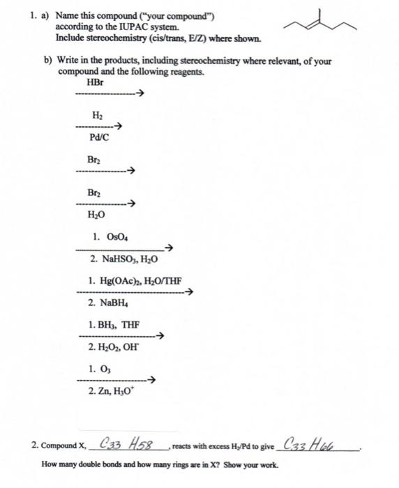 Solved 1. a) Name this compound (