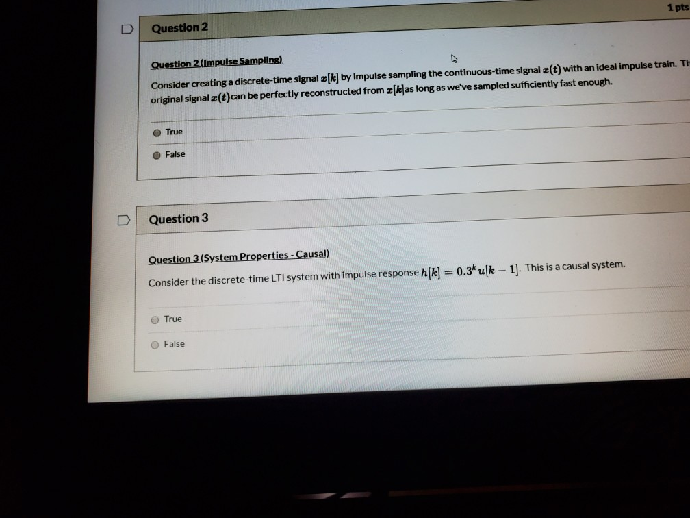 Solved 1 pts V Question 2 Question 2 (Impulse Sampling) | Chegg.com