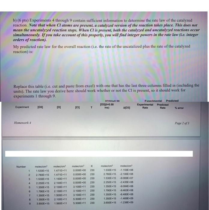 Solved B) ( 6pts) Experiments 4 Through 9 Contain Sufficient | Chegg.com