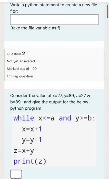 Solved Write a python statement to create a new file f.txt | Chegg.com