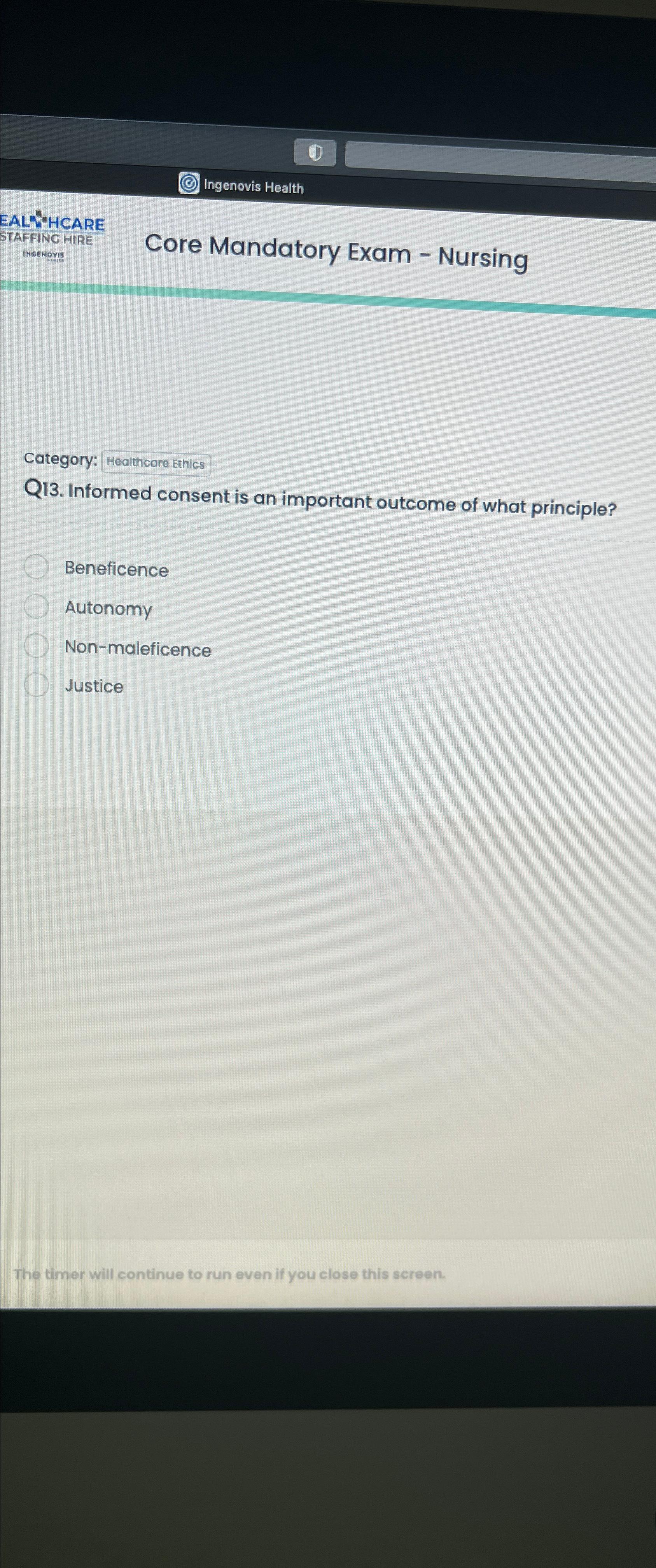 Solved EALEHACARESTAFFINC HIRE makroyitCore Mandatory Exam 