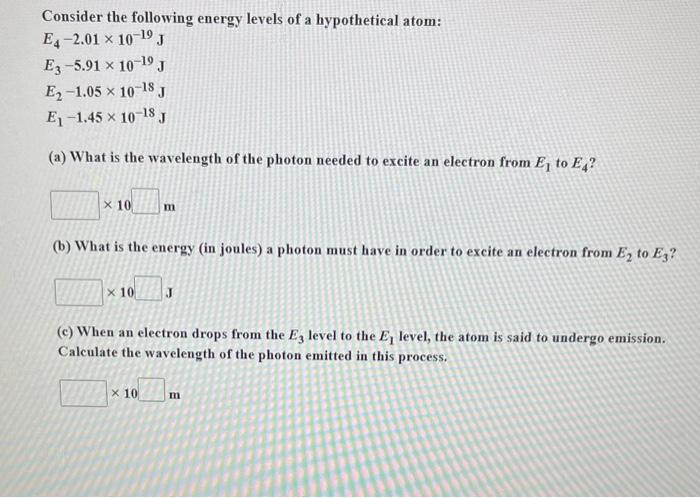 Solved Consider the following energy levels of a | Chegg.com