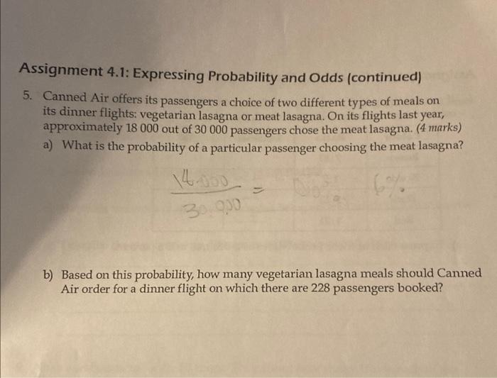 Solved Assignment 4.1: Expressing Probability and Odds | Chegg.com