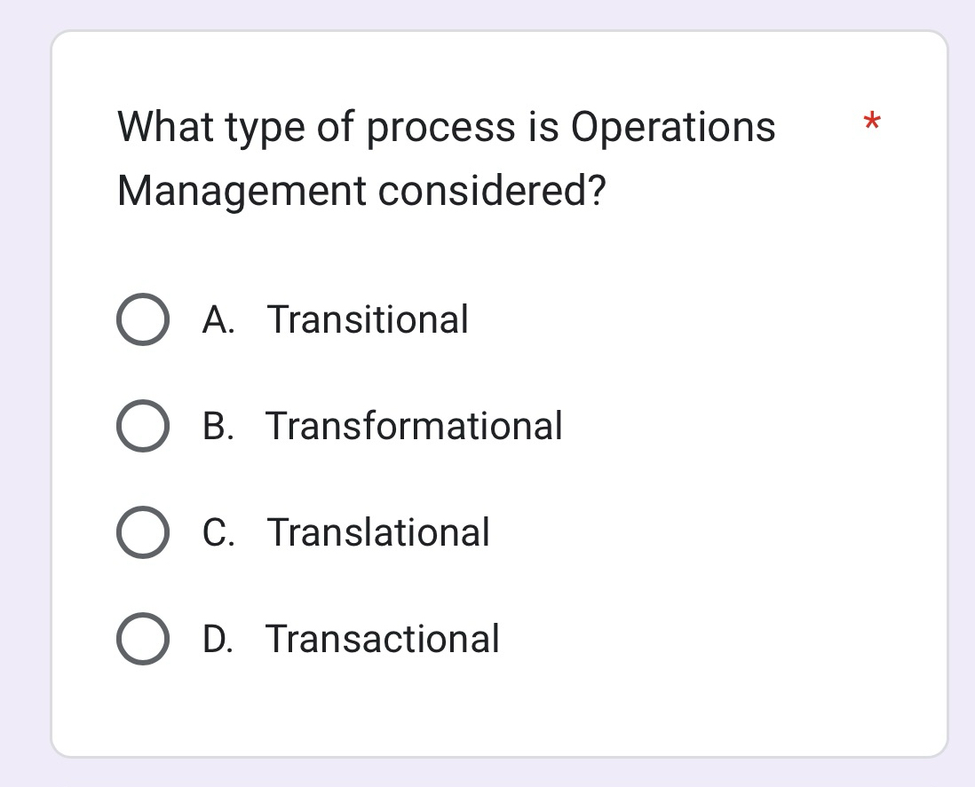 Solved What Type Of Process Is Operations Management | Chegg.com