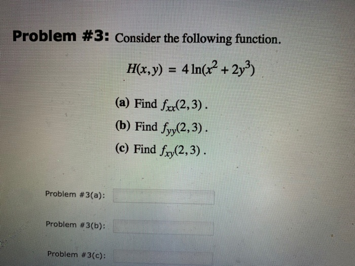 Solved Problem #3: Consider the following function. H(x,y) = | Chegg.com