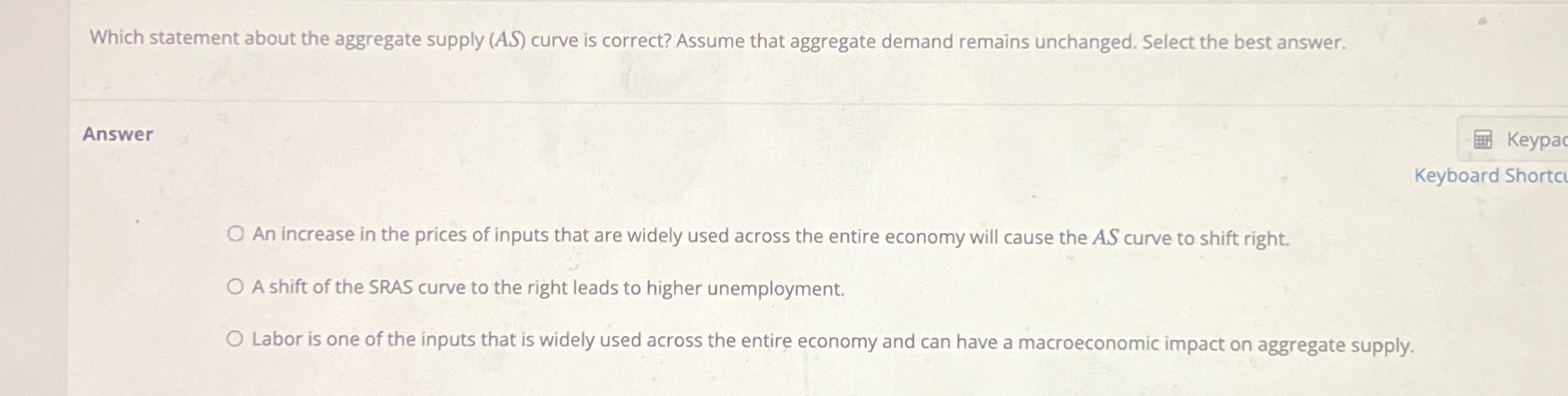 Solved Which statement about the aggregate supply (AS) | Chegg.com