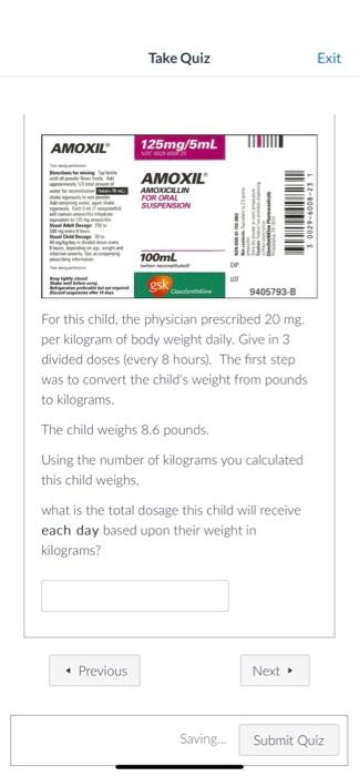 Solved Take Quiz Exit For this child the physician Chegg