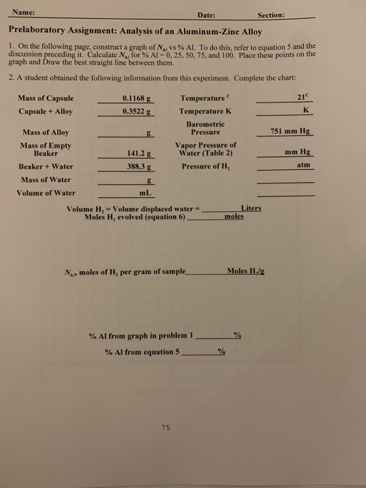 Prelaboratory Assignment Analysis Of An Chegg 