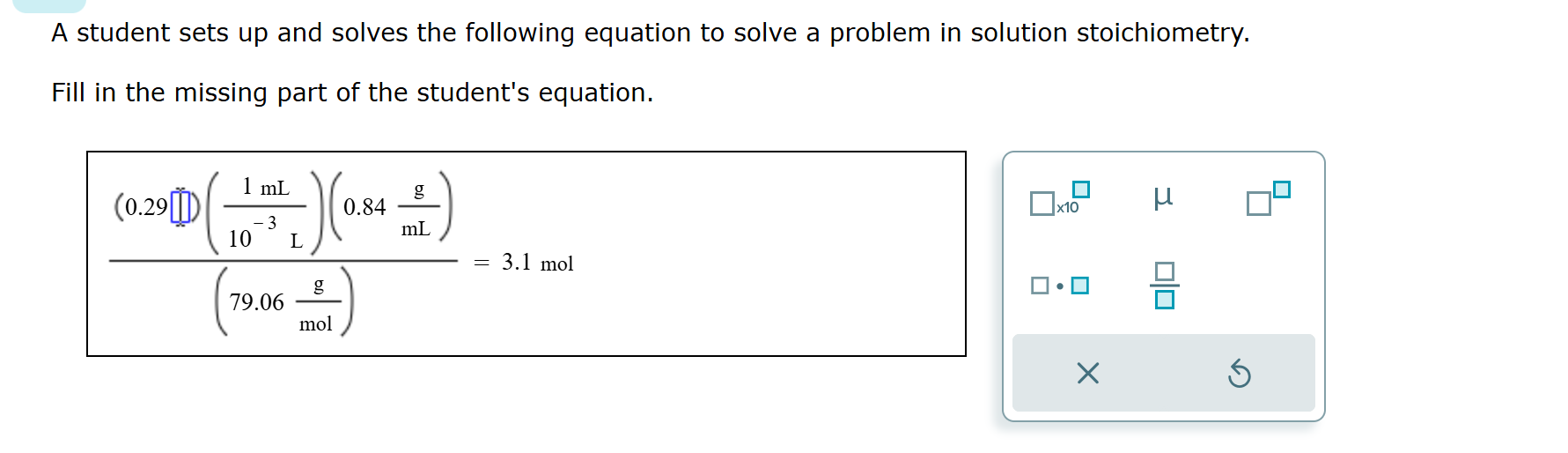 Solved A student sets up and solves the following equation | Chegg.com