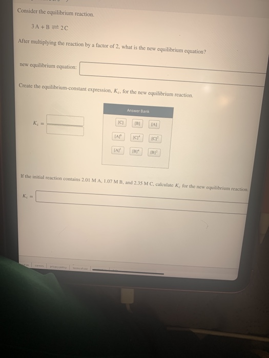 Solved Consider the equilibrium reaction. 3A+B 2C After | Chegg.com