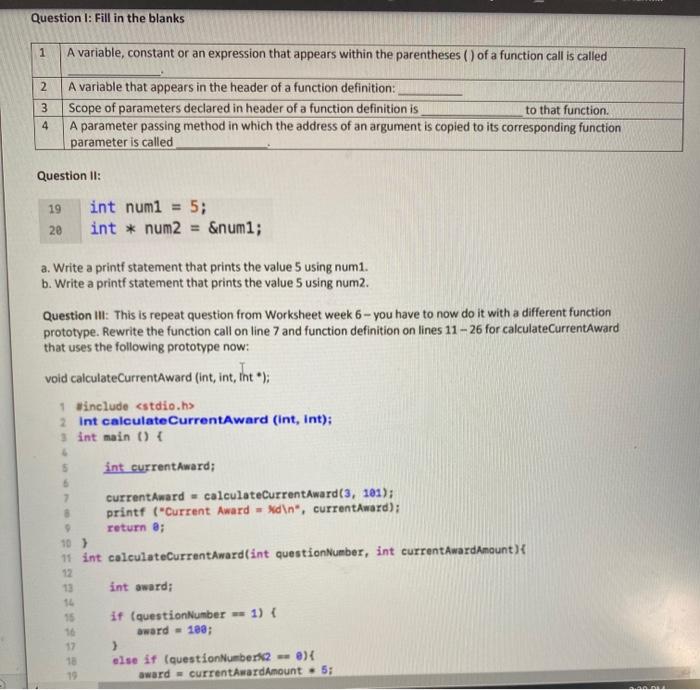 Solved Question I: Fill in the blanks 1 A variable, constant | Chegg.com