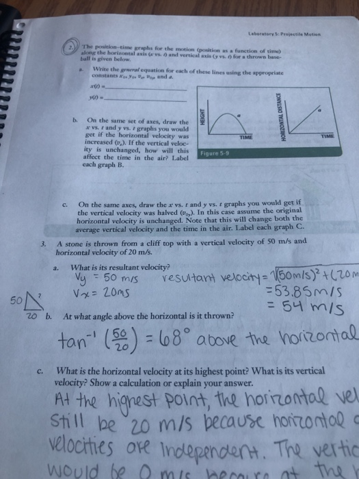 Solved Laboratory 5 Projectile Motion 2. The positiontime