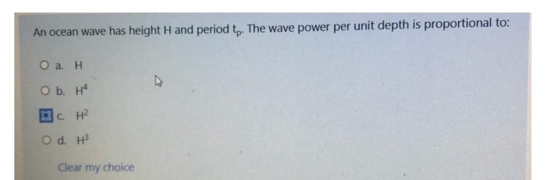 Solved An ocean wave has height H and period to. The wave | Chegg.com
