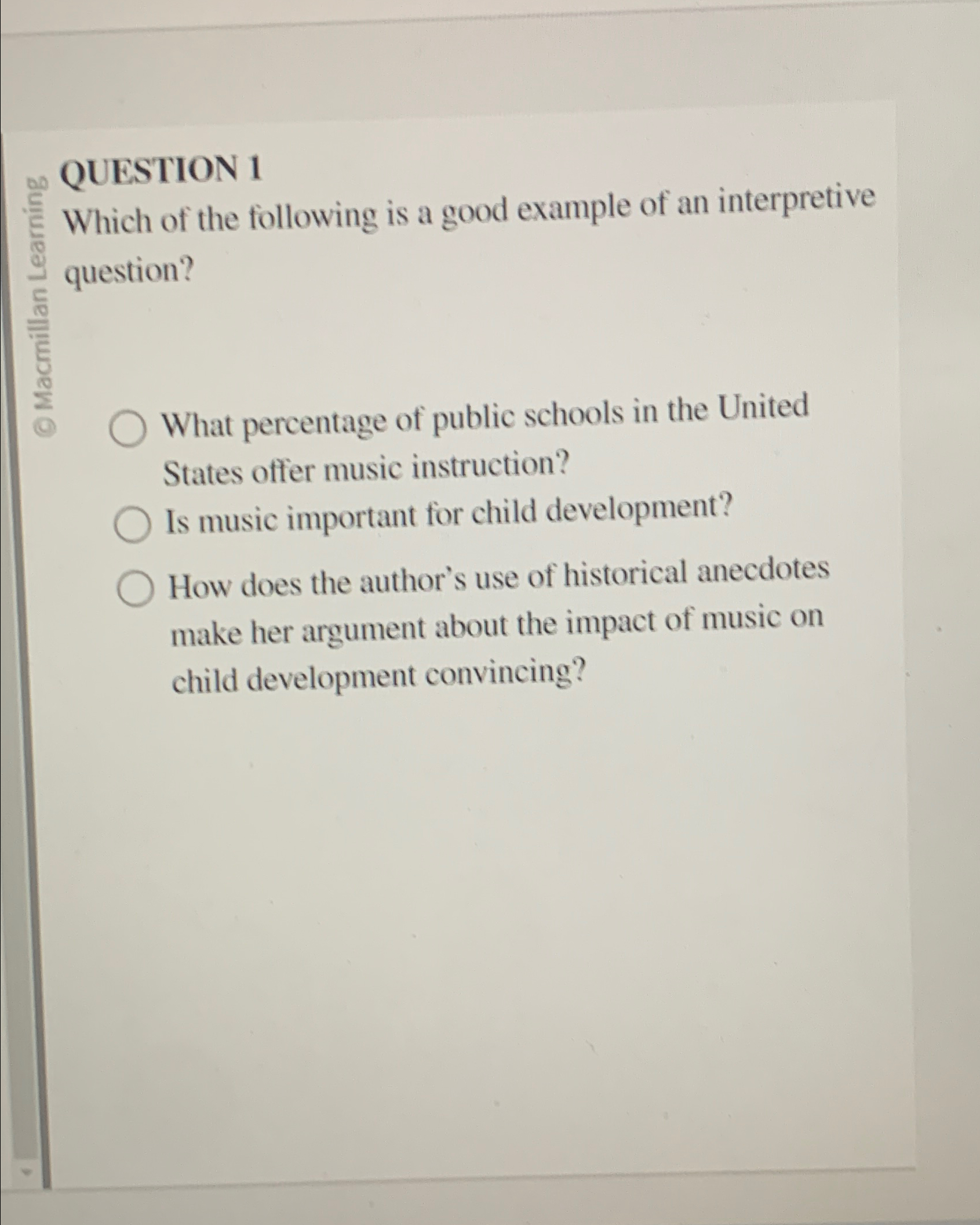 Solved QUESTION 1Which of the following is a good example of | Chegg.com