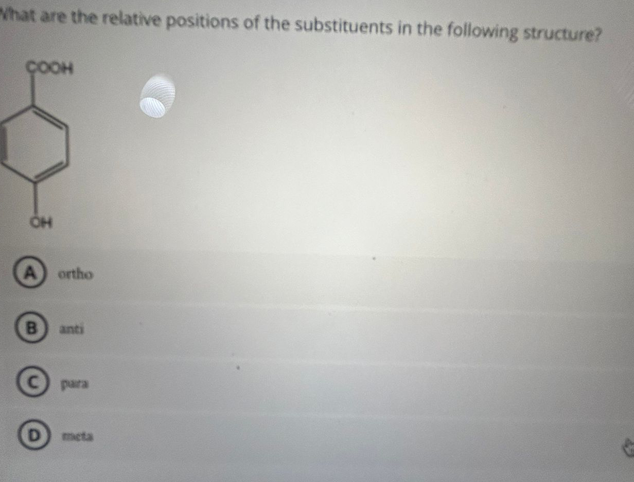 Solved What are the relative positions of the substituents | Chegg.com