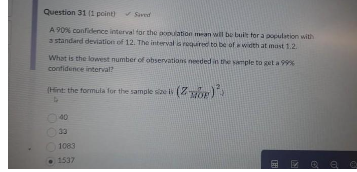 Solved A 90% confidence interval for the population mean | Chegg.com