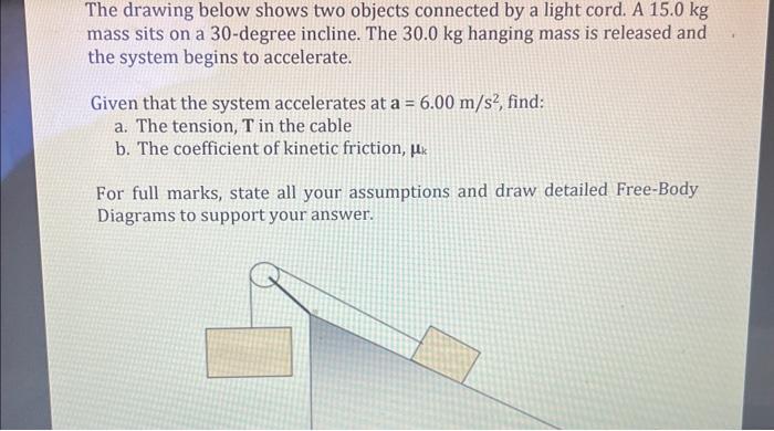 Solved The drawing below shows two objects connected by a | Chegg.com