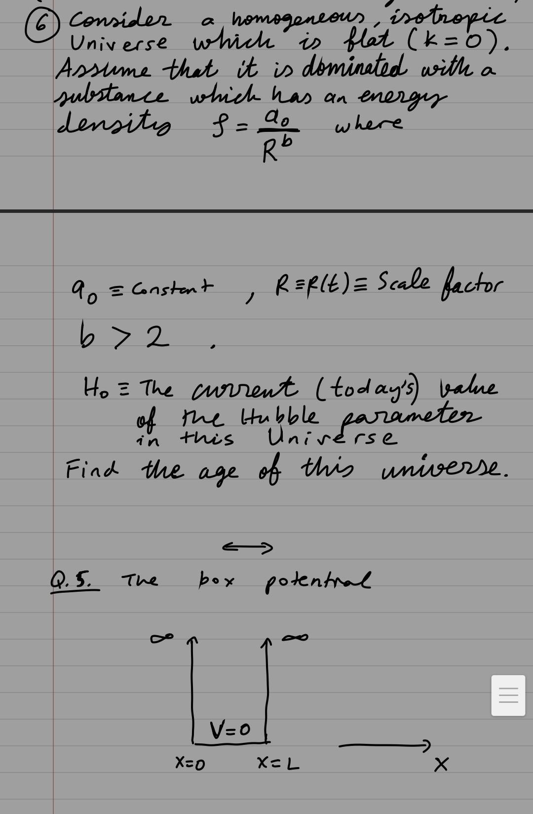 Solved 2 а a 6 consider 6 a homogeneous isotropic Universe | Chegg.com