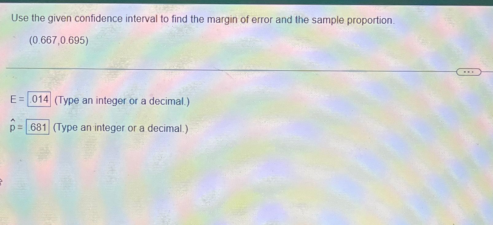 Solved Use the given confidence interval to find the margin | Chegg.com