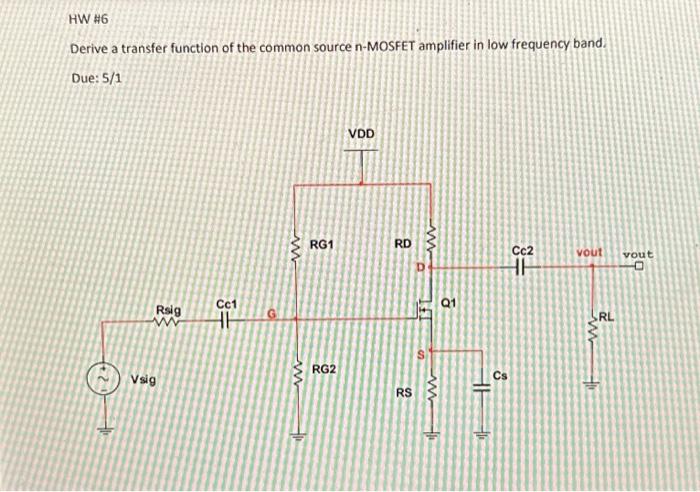 HWH6 Derive a transfer function of the common source | Chegg.com