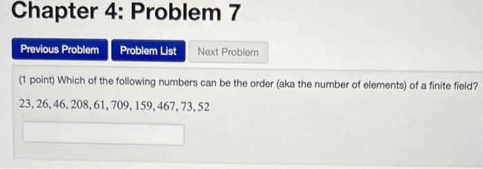 Solved Chapter 4: Problem 7 Previous Problem Problem List | Chegg.com