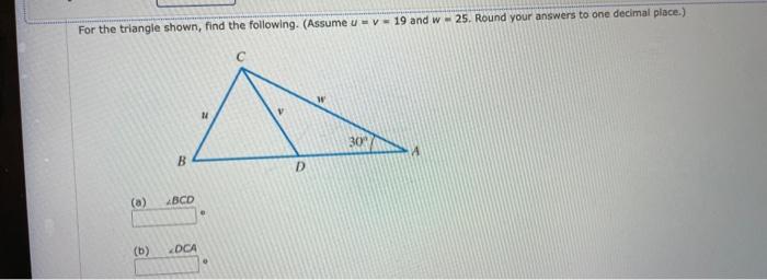 Solved For the triangle shown, find the following. (Assume | Chegg.com