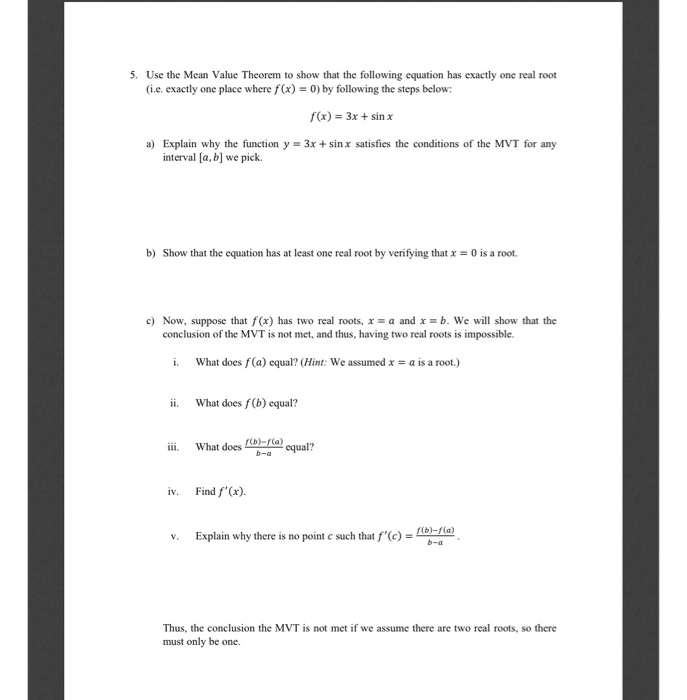 Solved 5. Use the Mean Value Theorem to show that the | Chegg.com