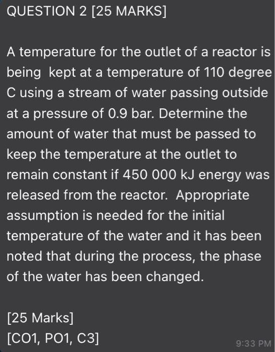 Solved QUESTION 2 [25 MARKS] A temperature for the outlet of | Chegg.com