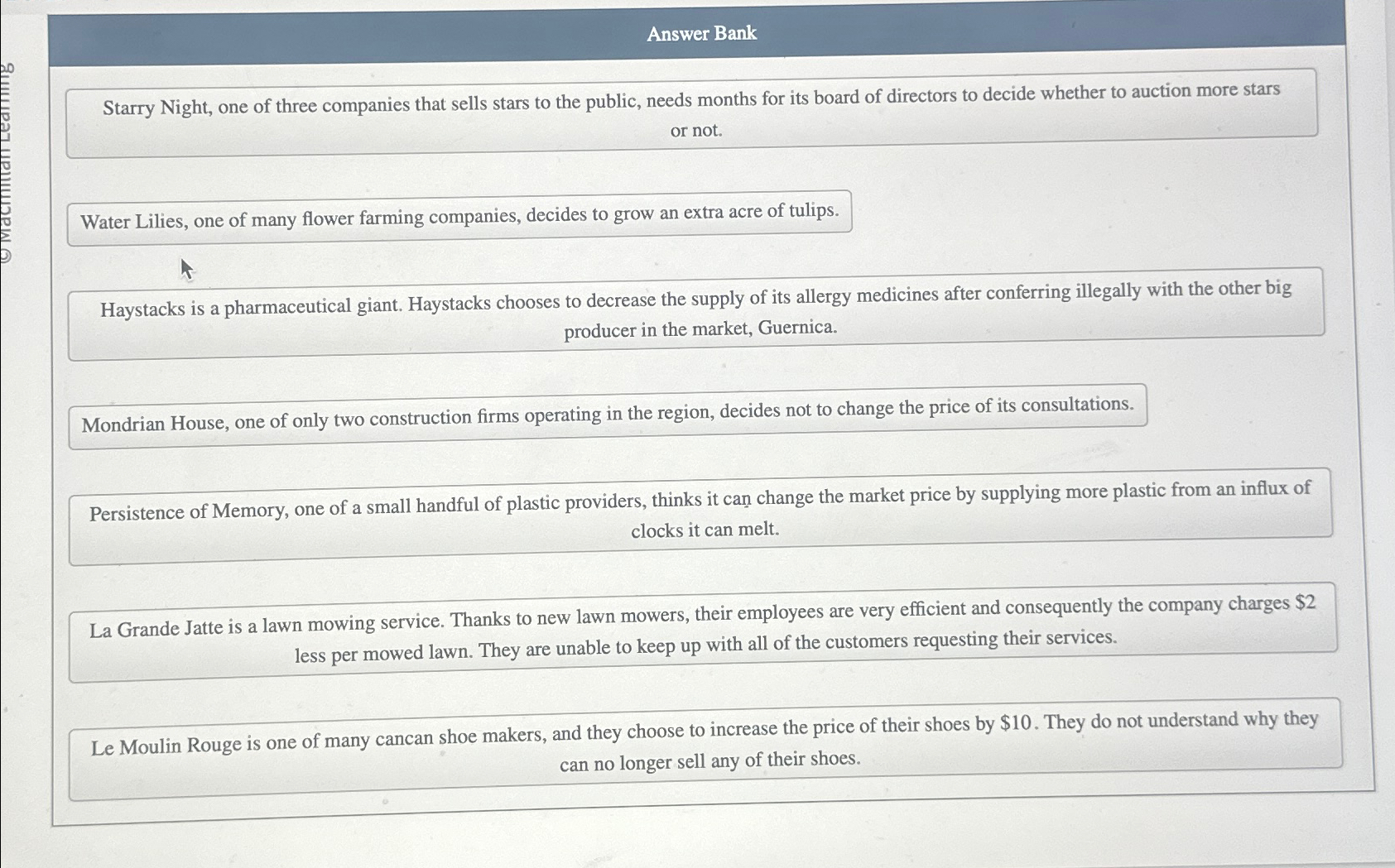 Solved classify each scenario according to whether it | Chegg.com