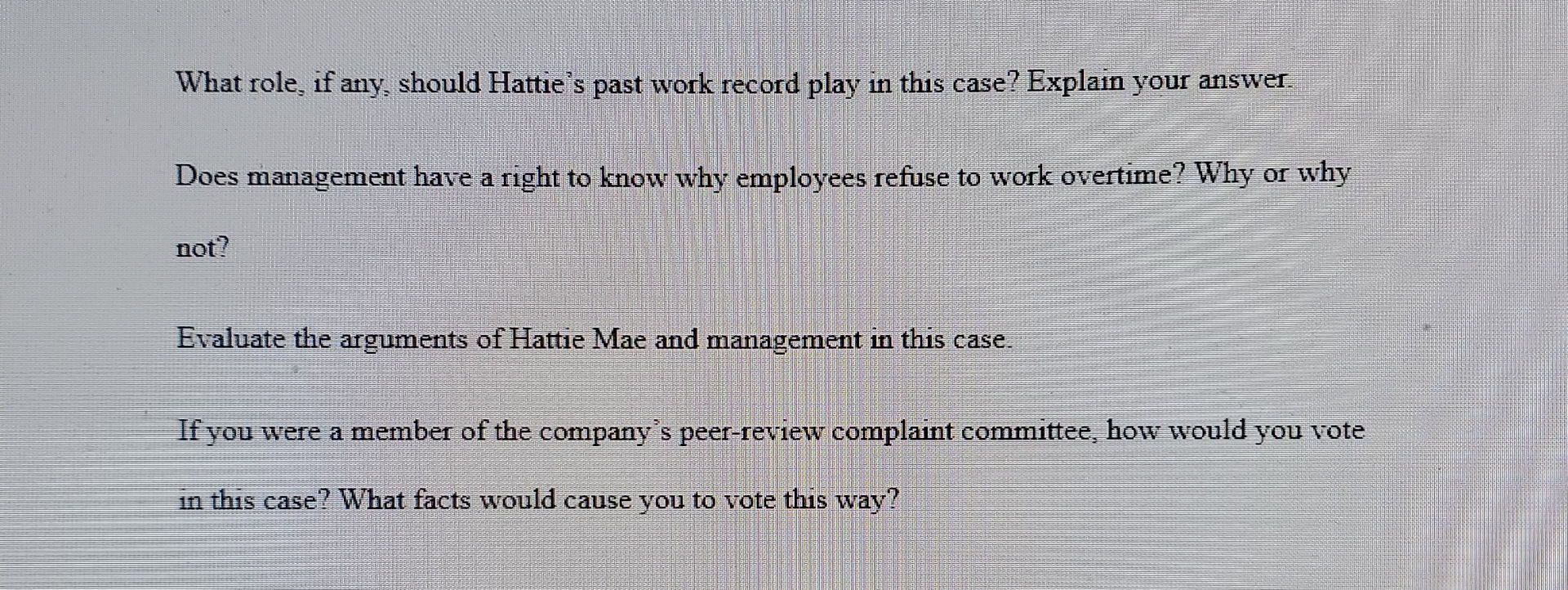 Solved What role, if any, should Hattie's past work record | Chegg.com