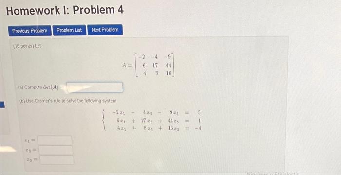 Solved Homework I: Problem 4 Previous Problem Problem List | Chegg.com